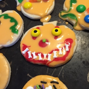These days we deviate from the traditional design. This is my scary clown cookie. 